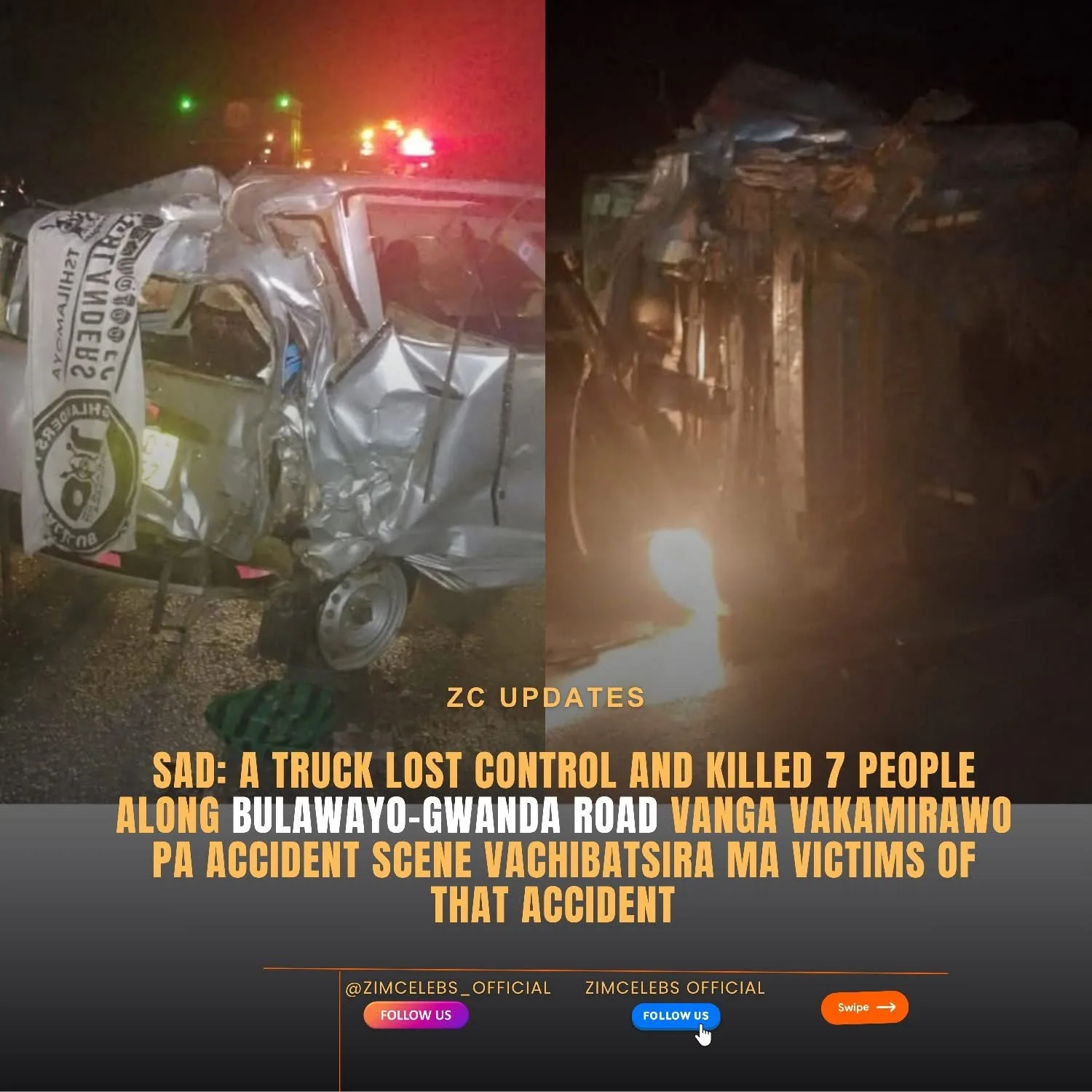 Seven Killed After Haulage Truck Ploughs Into Crowd at Bulawayo–Beitbridge Road Accident Scene