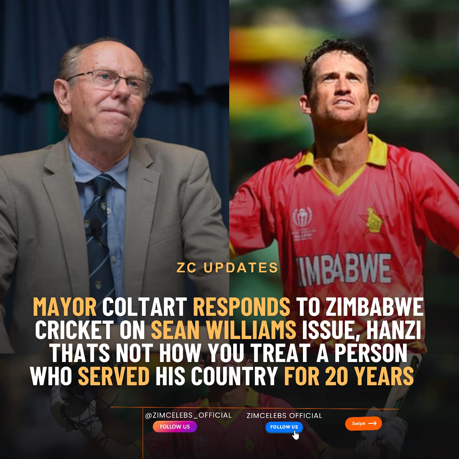 Mayor Coltart Responds to Zimbabwe Cricket on Sean Williams Issue