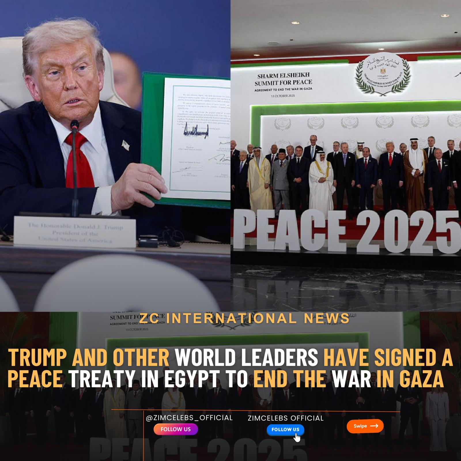 TRUMP AND MIDDLE EAST LEADERS SIGN GAZA PEACE DECLARATION