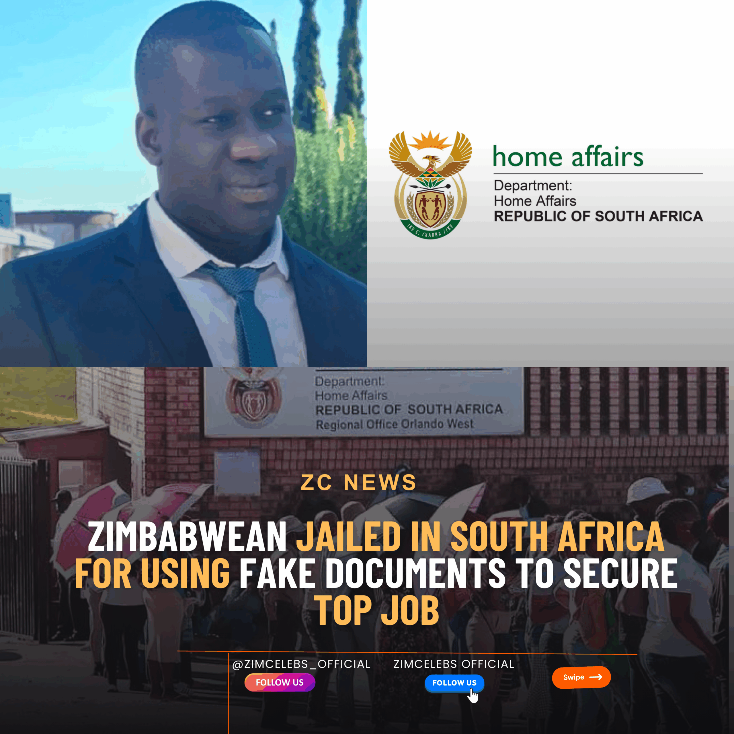 Zimbabwean Jailed in South Africa for Using Fake Documents to Secure Top Job